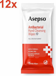 ASEPSO ANTIBACTERIAL HAND CLEANSING 15WIPES X1